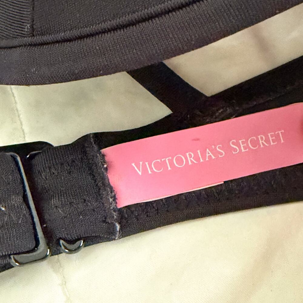Victoria’s Secret Black Crochet Racerback Push Up Bikini Top 32C - Picture 3 of 6